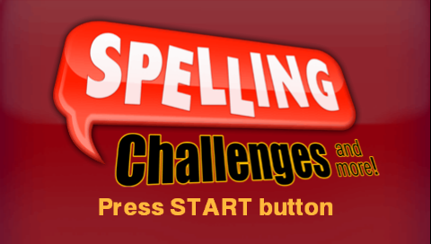 Spelling Challenges and More title screen for PSP